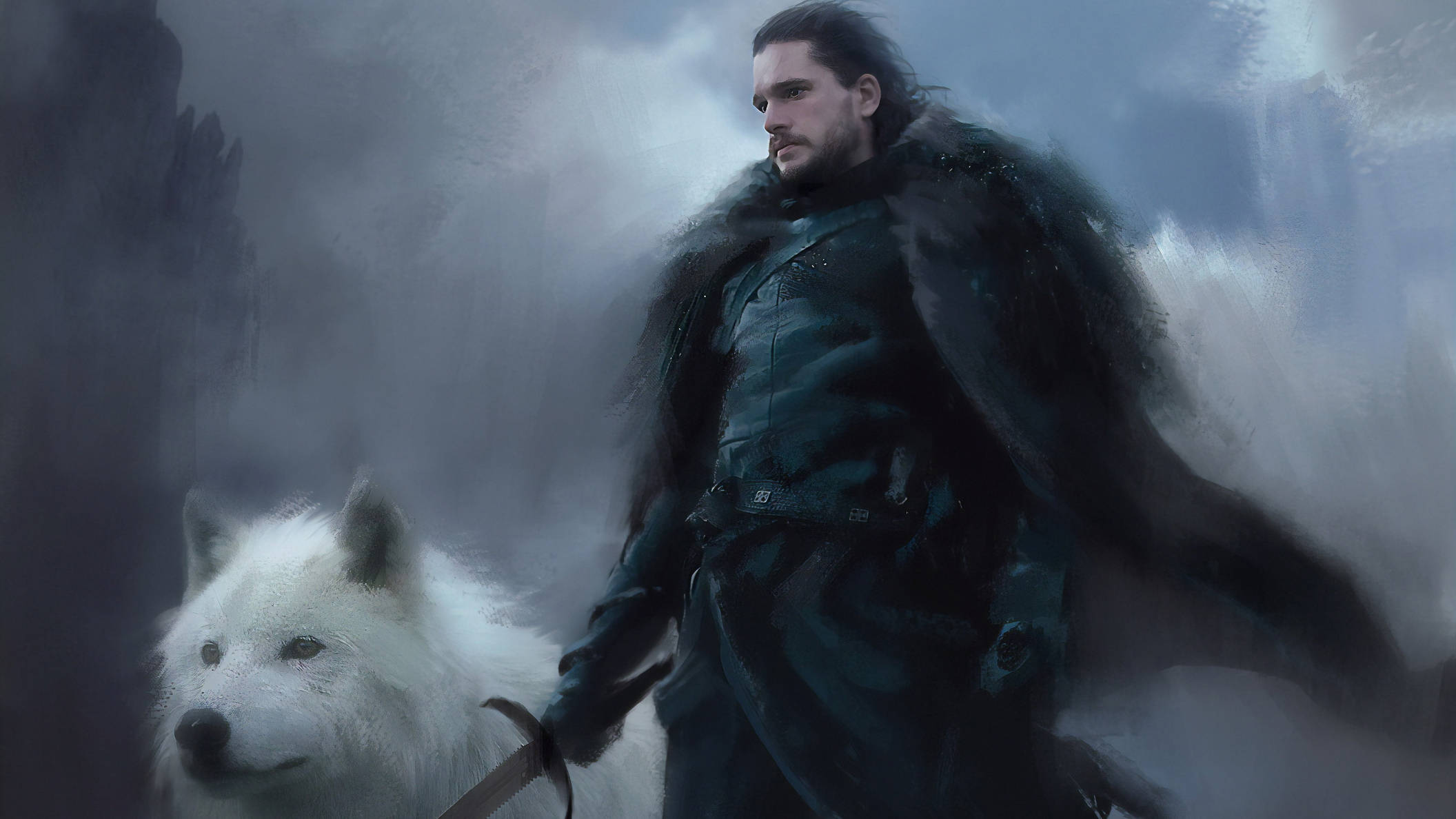 Mbingu Yenye Mawingu Jon Snow Game Of Thrones Picha ya Ukuta