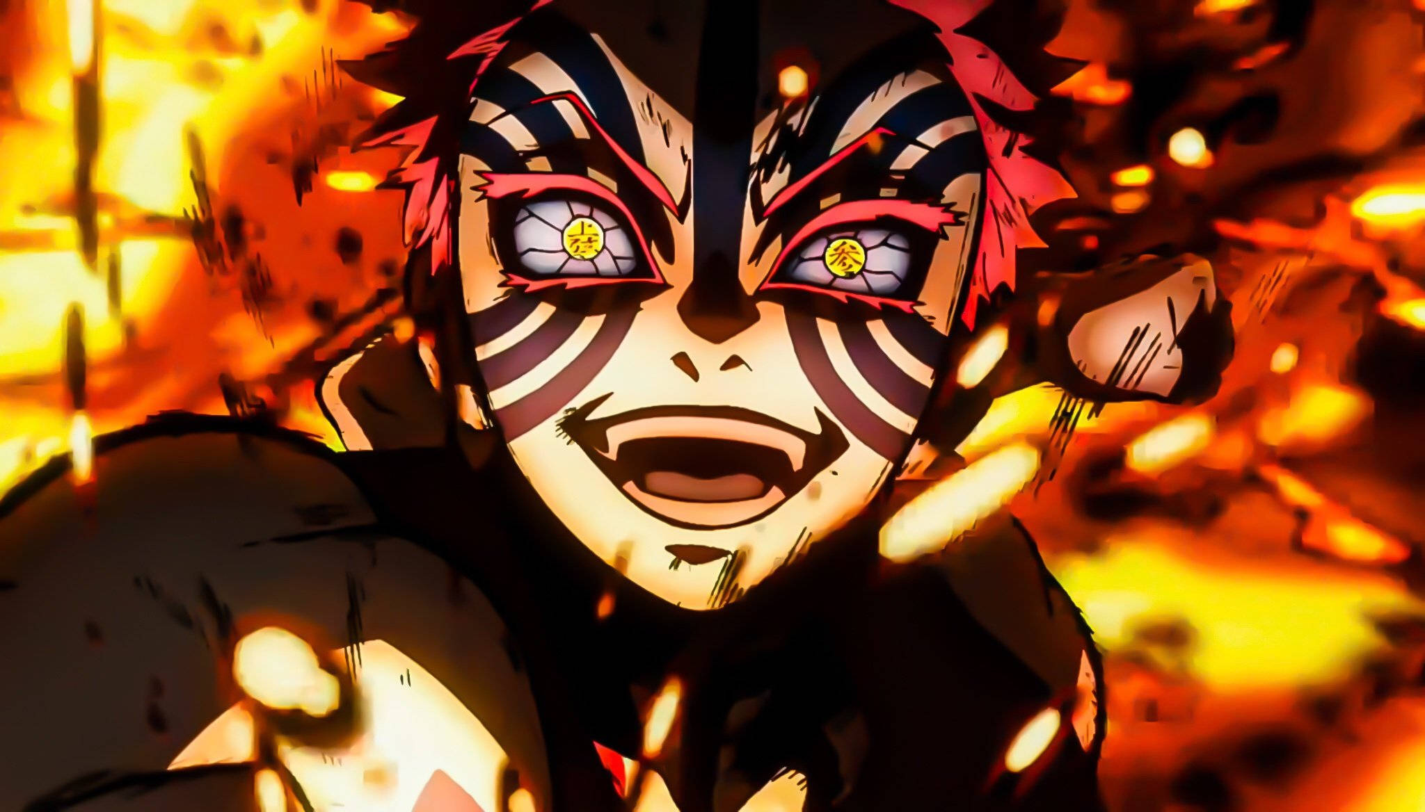 Mbinu ya Pepo ya Akaza katika Demon Slayer Picha ya Ukuta