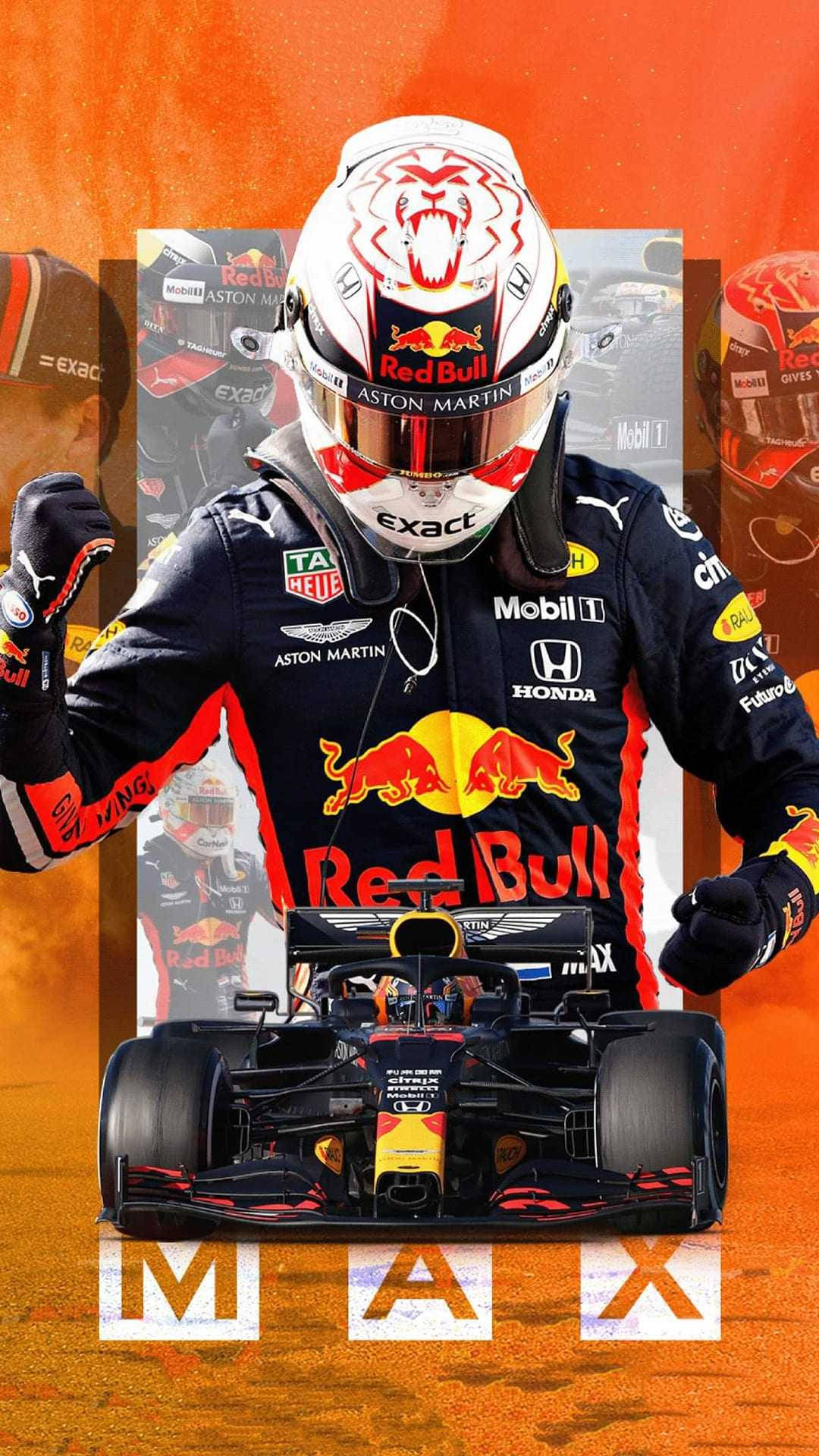 Mbio za Max Verstappen Katika Gari Lake la Red Bull la Sajini Picha ya Ukuta