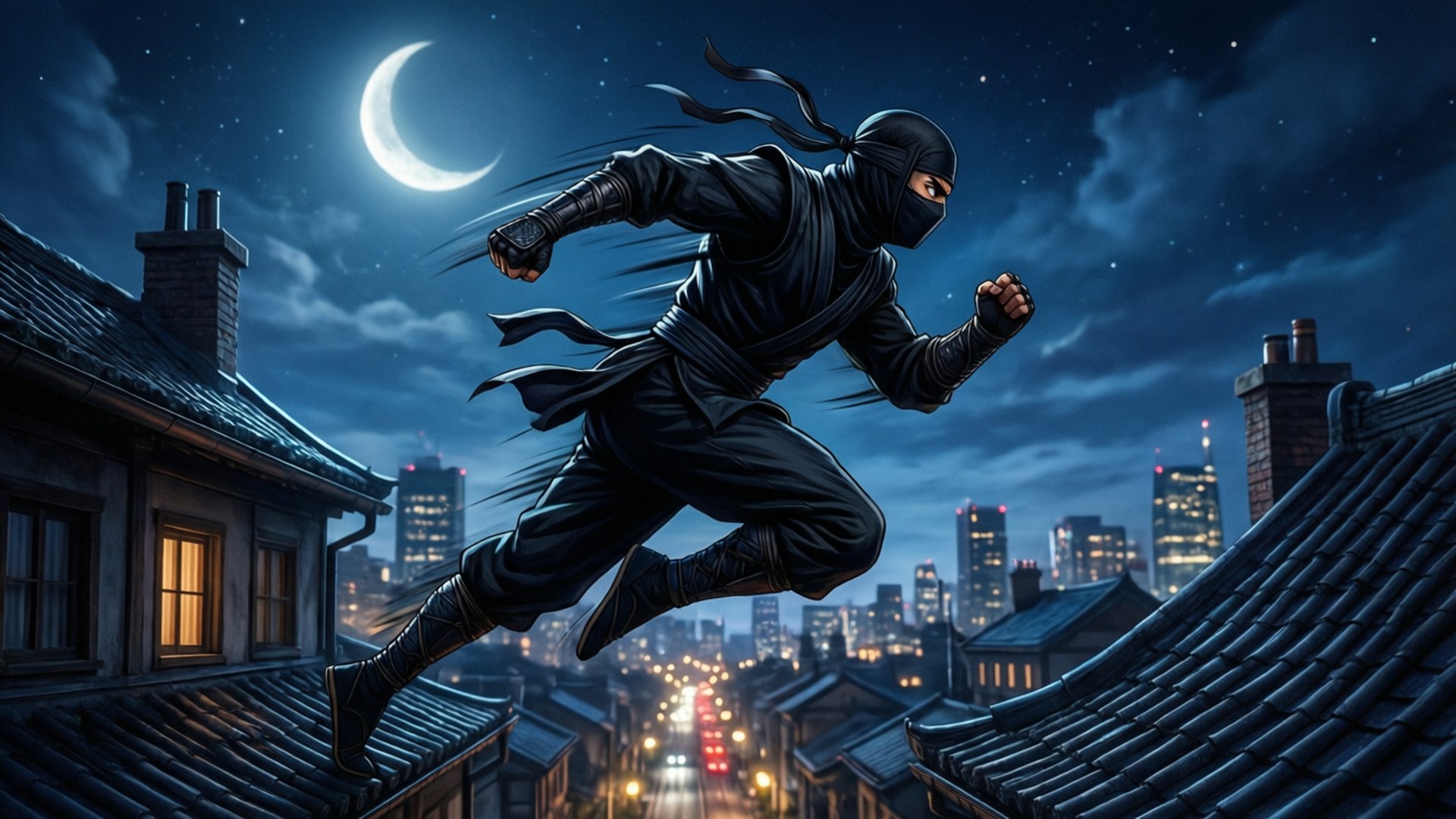 Mbio za Ninja kwenye Mwezi Picha ya Ukuta