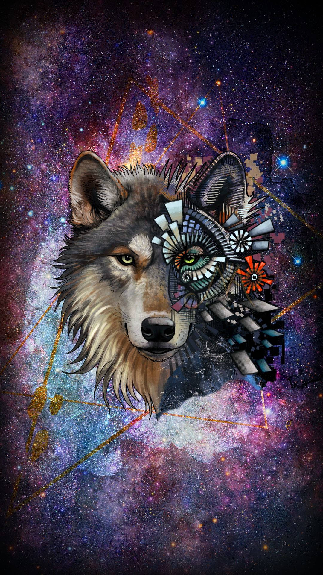 Mbwa Mwitu wa Galaxy Aesthetic ya Ndoto Picha ya Ukuta