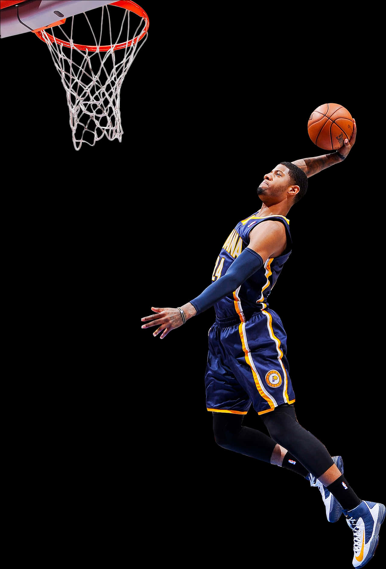 Mchezaji wa Mpira wa Kikapu Akifanya Slam Dunk Picha ya Ukuta