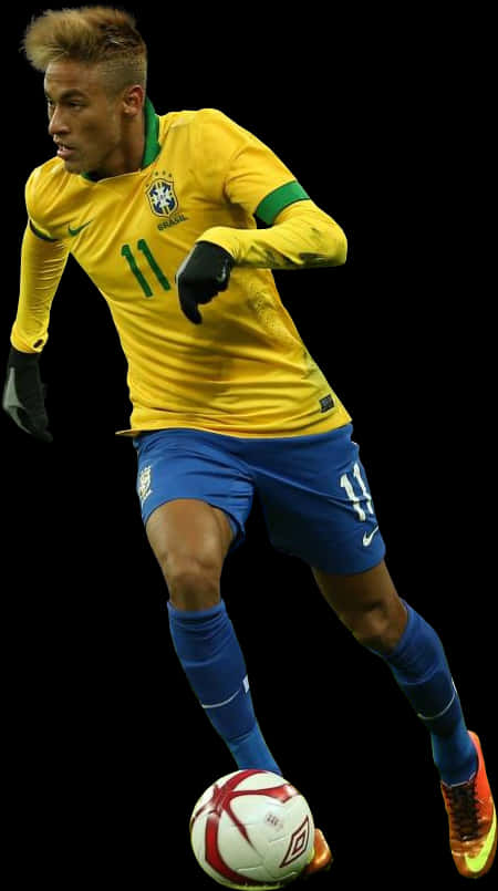 Mchezaji wa Soka wa Brazil Akidribu Picha ya Ukuta