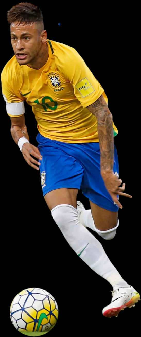 Mchezaji wa Soka wa Brazil Neymar Akidribu Picha ya Ukuta