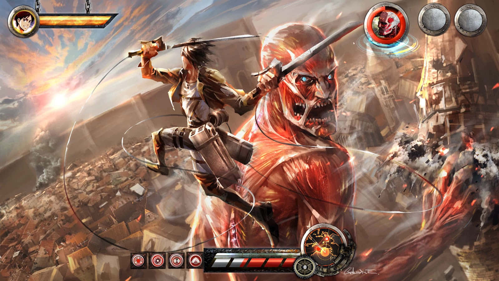 Mchezo wa Anime wa Vita vya Mwisho vya Attack On Titan Picha ya Ukuta