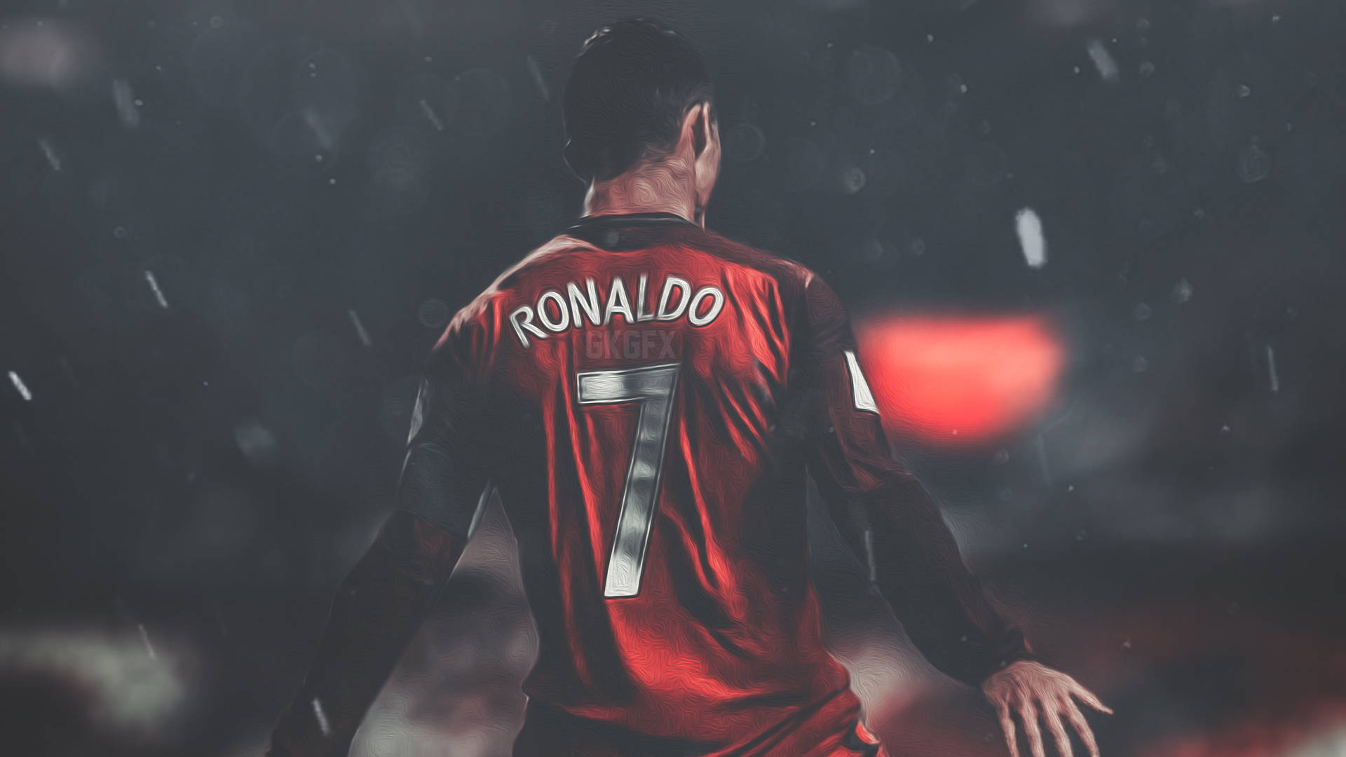 Mchezo wa Soka wa CR7 HD Mvua Picha ya Ukuta