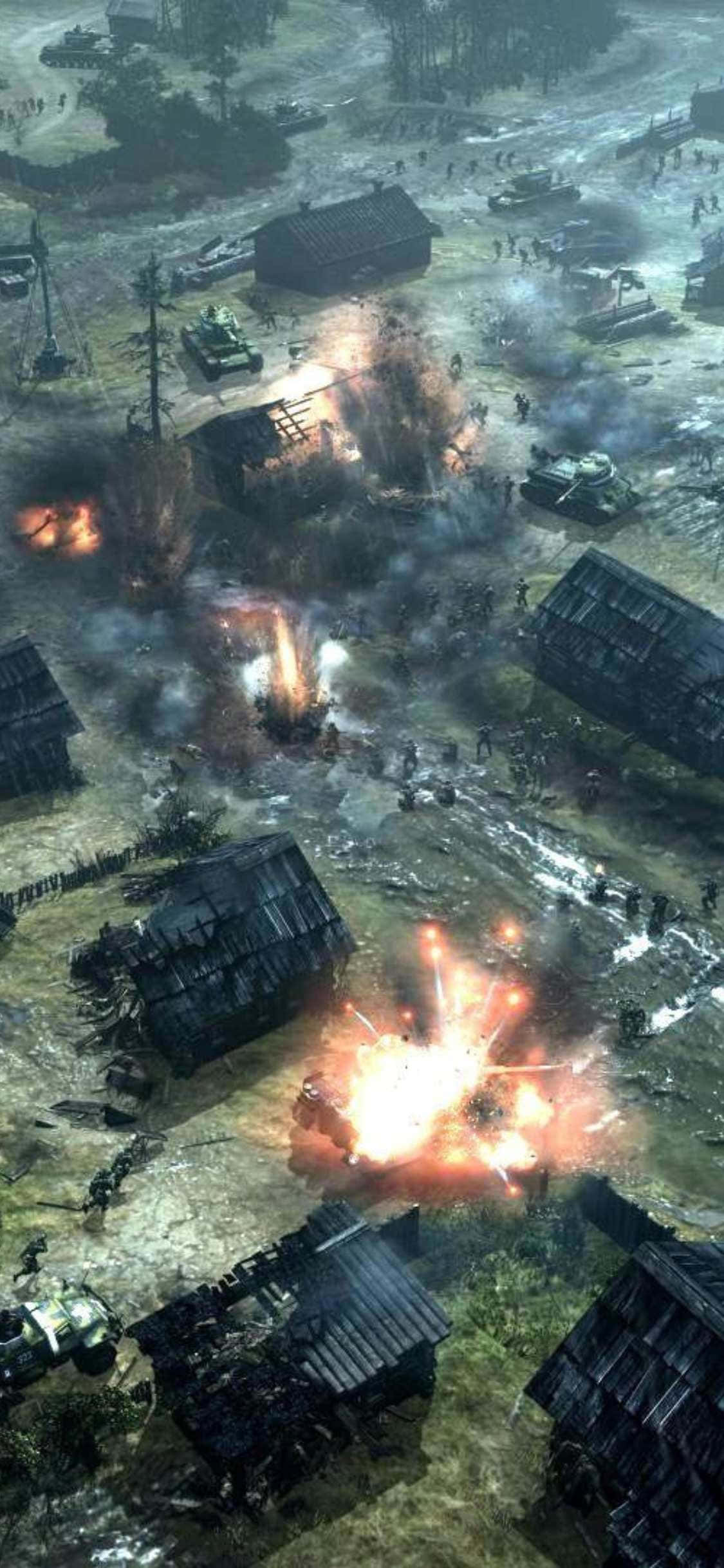 Mchezo wa Vita Unaovutia kwenye iPhone XS: Company of Heroes 2 Picha ya Ukuta