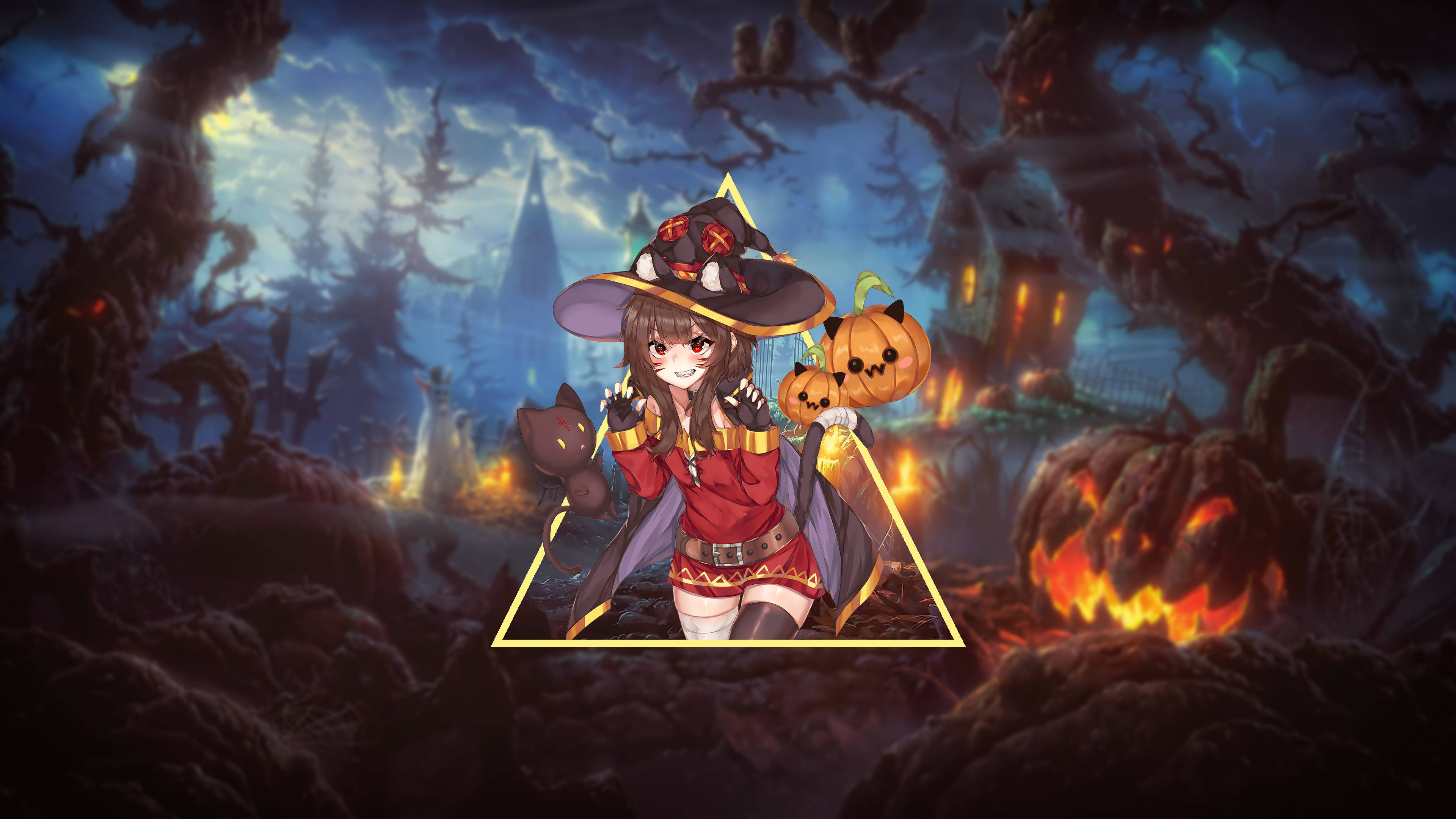 Mchoro Anayeishi wa Halloween ya Megumin Picha ya Ukuta