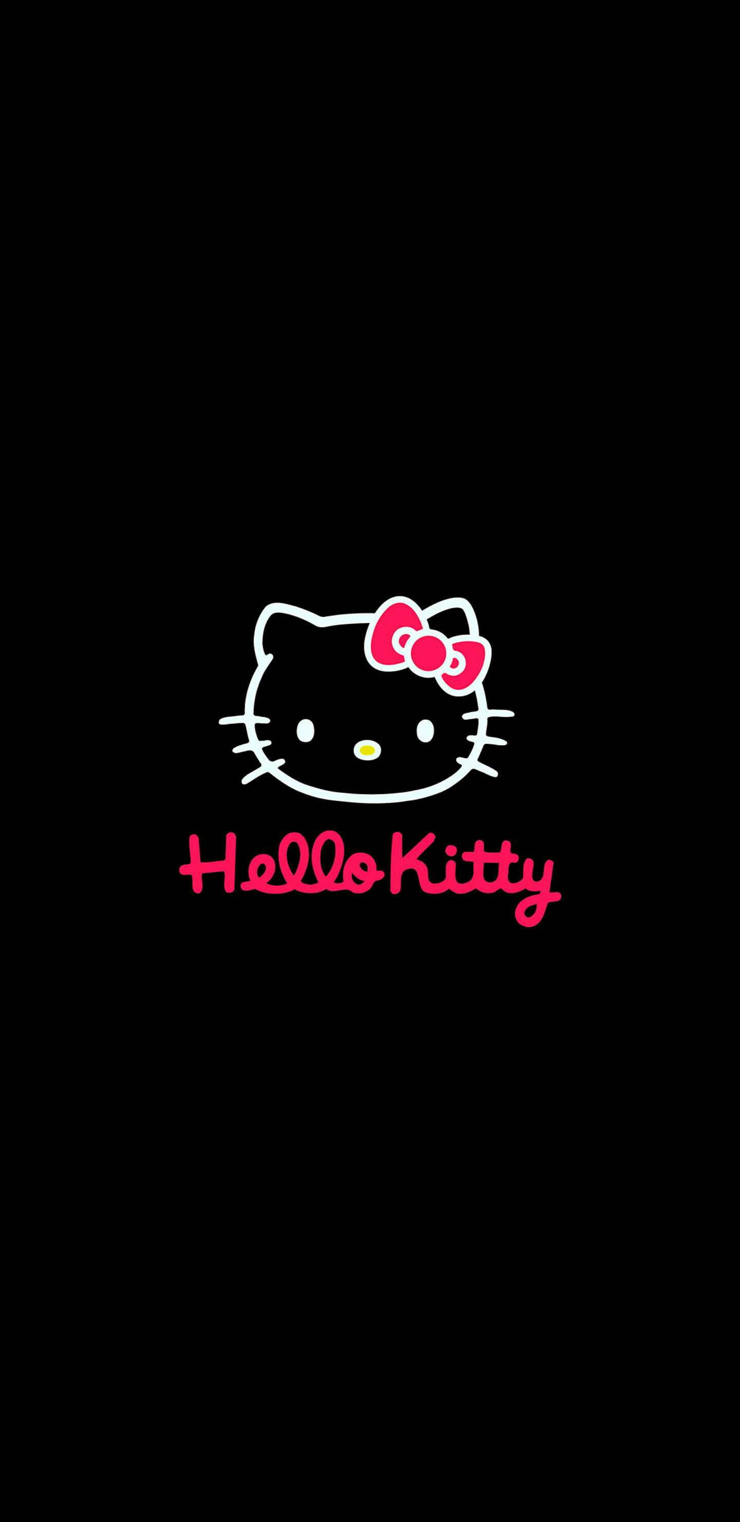 Mchoro Mweusi wa Uso wa Hello Kitty Picha ya Ukuta