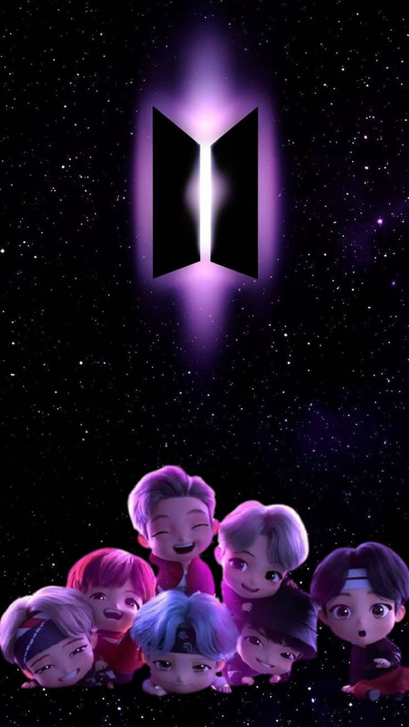 Mchoro Mzuri wa BTS TinyTan Angani Picha ya Ukuta