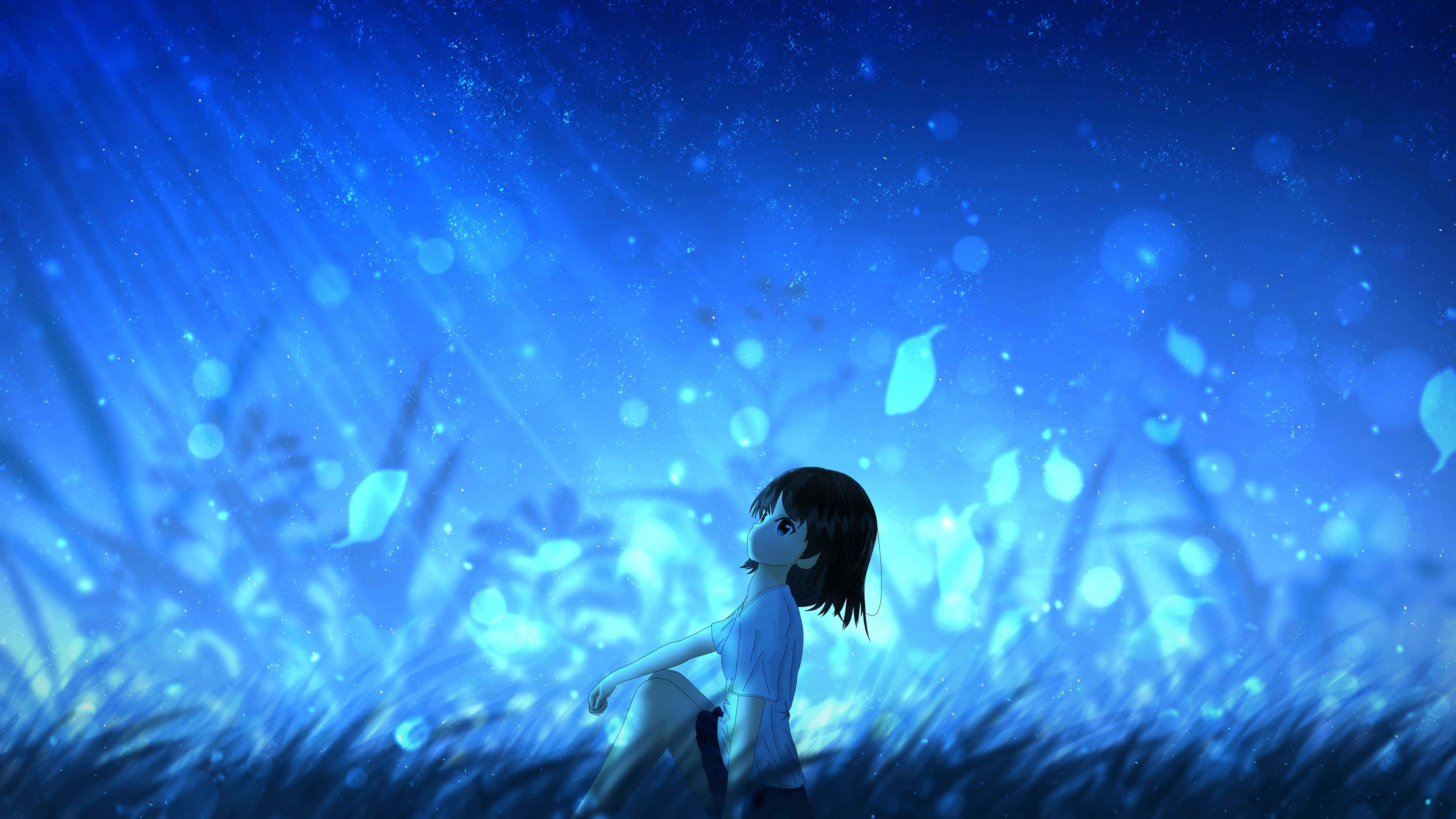 Mchoro mzuri wa anime kwenye ukuta wa 4K Picha ya Ukuta
