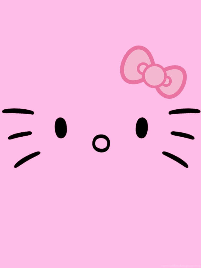 Mchoro Mzuri wa Hello Kitty wa Rangi ya Waridi Picha ya Ukuta