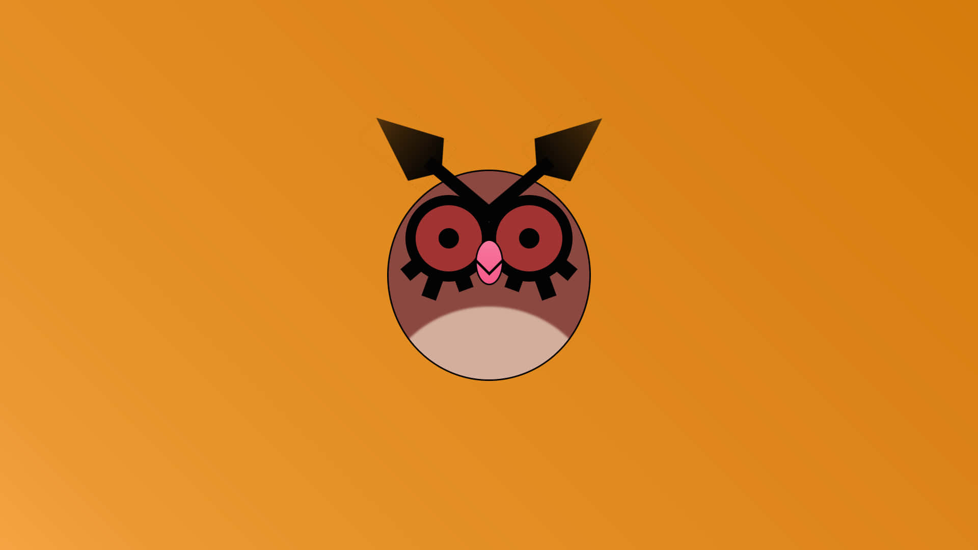 Mchoro Rahisi wa Hoothoot kwenye Mandharinyuma ya Rangi ya Chungwa Picha ya Ukuta
