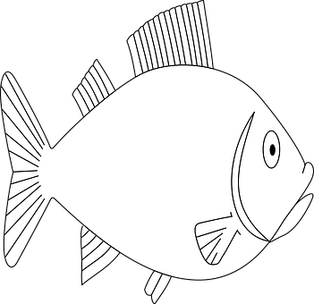 Mchoro Rahisi wa Samaki Nyeusi na Nyeupe Picha ya Ukuta