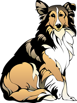 Mchoro wa Animated wa Mbwa wa Collie Picha ya Ukuta