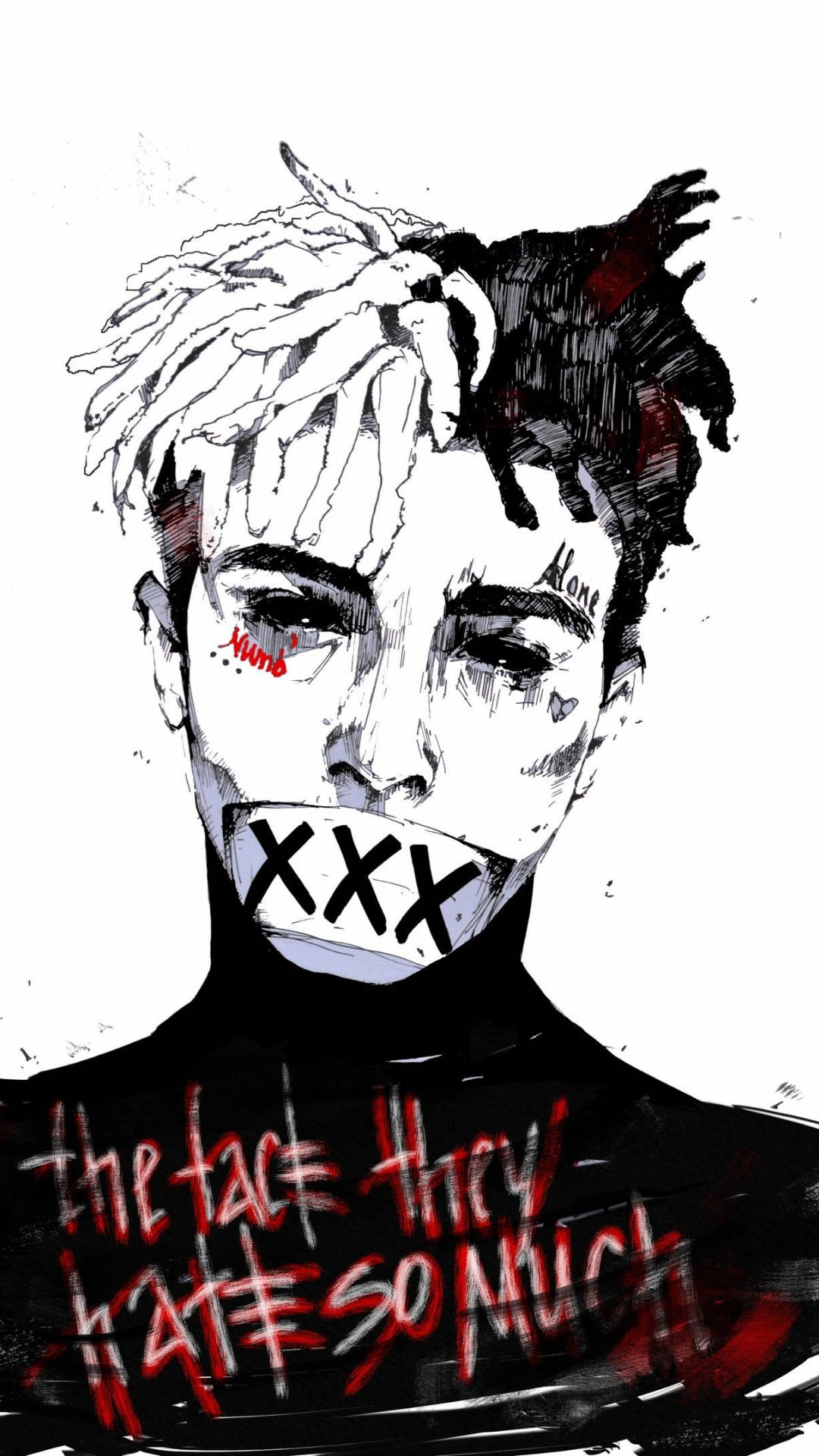 Mchoro wa Anime wa Xxxtentacion Picha ya Ukuta