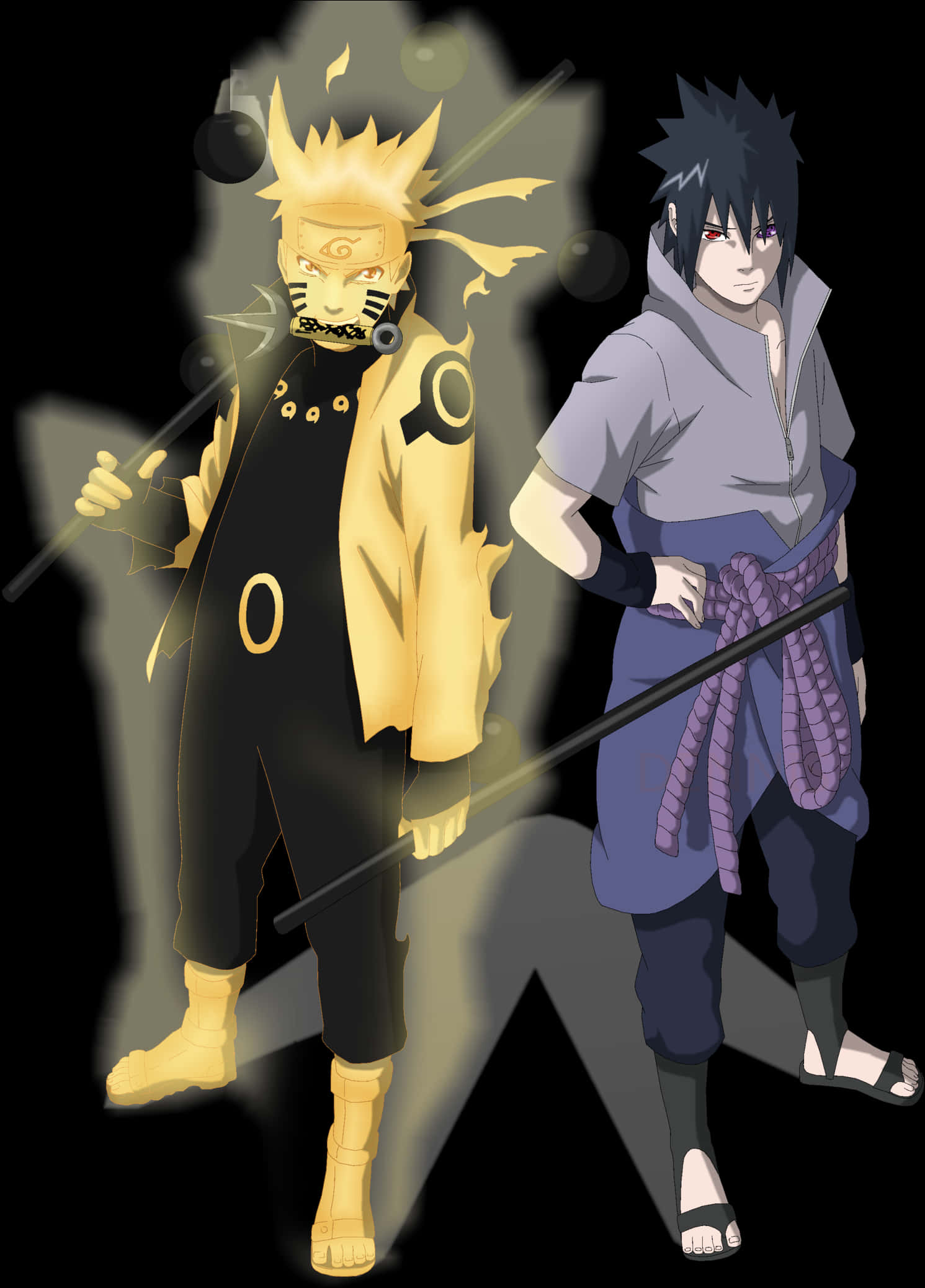 Mchoro wa Anime wa Naruto na Sasuke Picha ya Ukuta