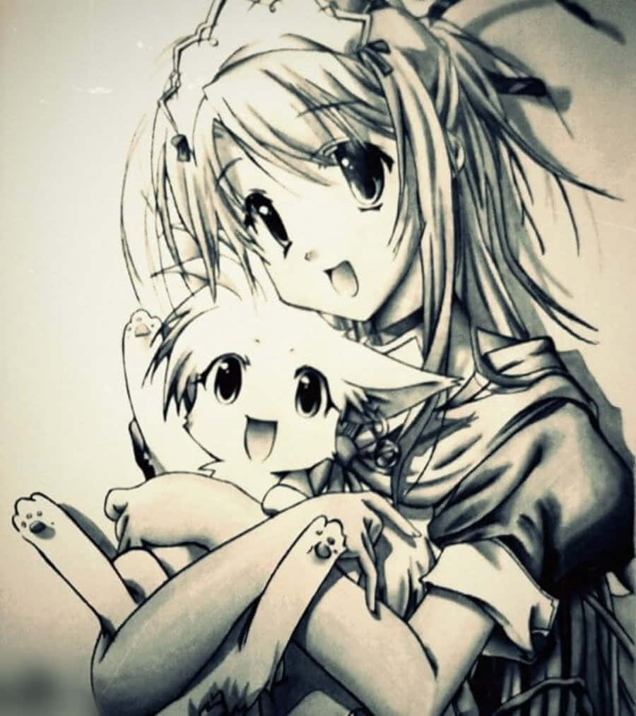 Mchoro wa Anime wenye Rangi wa Mwanamke Mdogo katika Dunia ya Sihiri Picha ya Ukuta