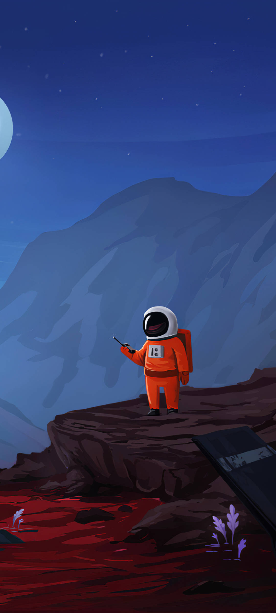 Mchoro wa Astronaut Mwenye Walkie-talkie Picha ya Ukuta