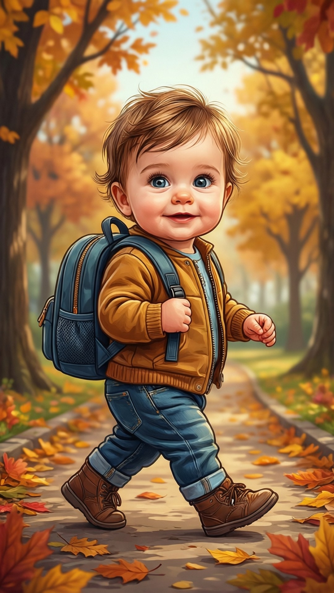 Mchoro wa Autumn wa Bebi Picha ya Ukuta