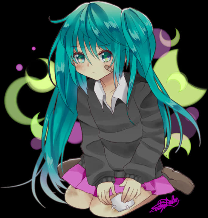 Mchoro wa Chibi Miku AmeKaa Picha ya Ukuta