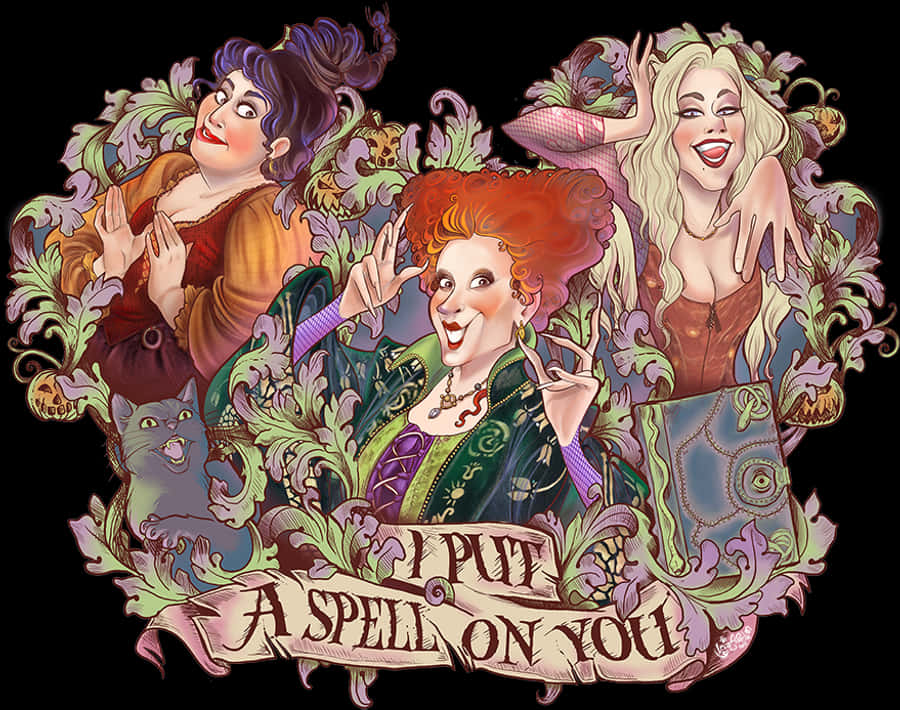 Mchoro wa Dada za Sanderson za Hocus Pocus Picha ya Ukuta