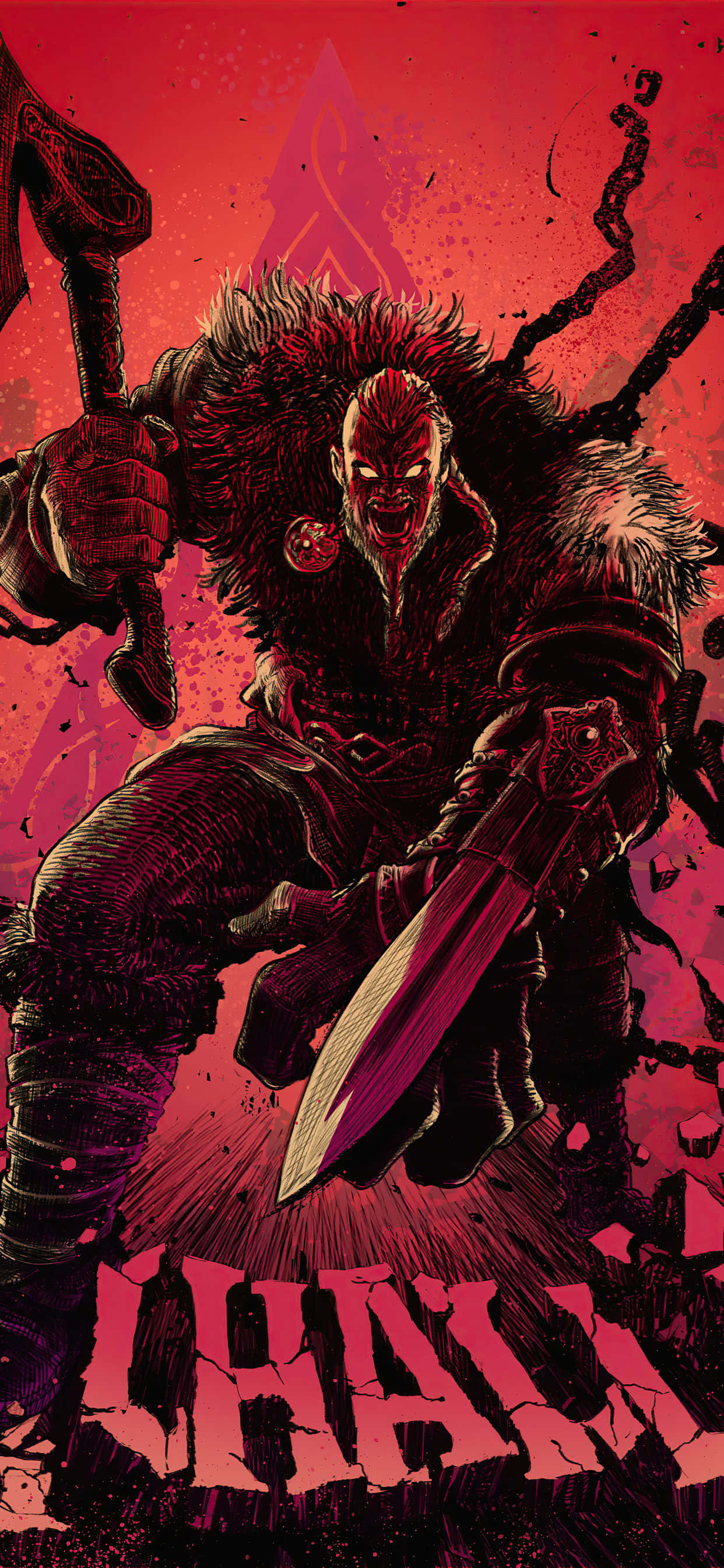 Mchoro wa Dijitali wa Eivor kwa iPhone Xs Max Assassin's Creed Valhalla Picha ya Ukuta