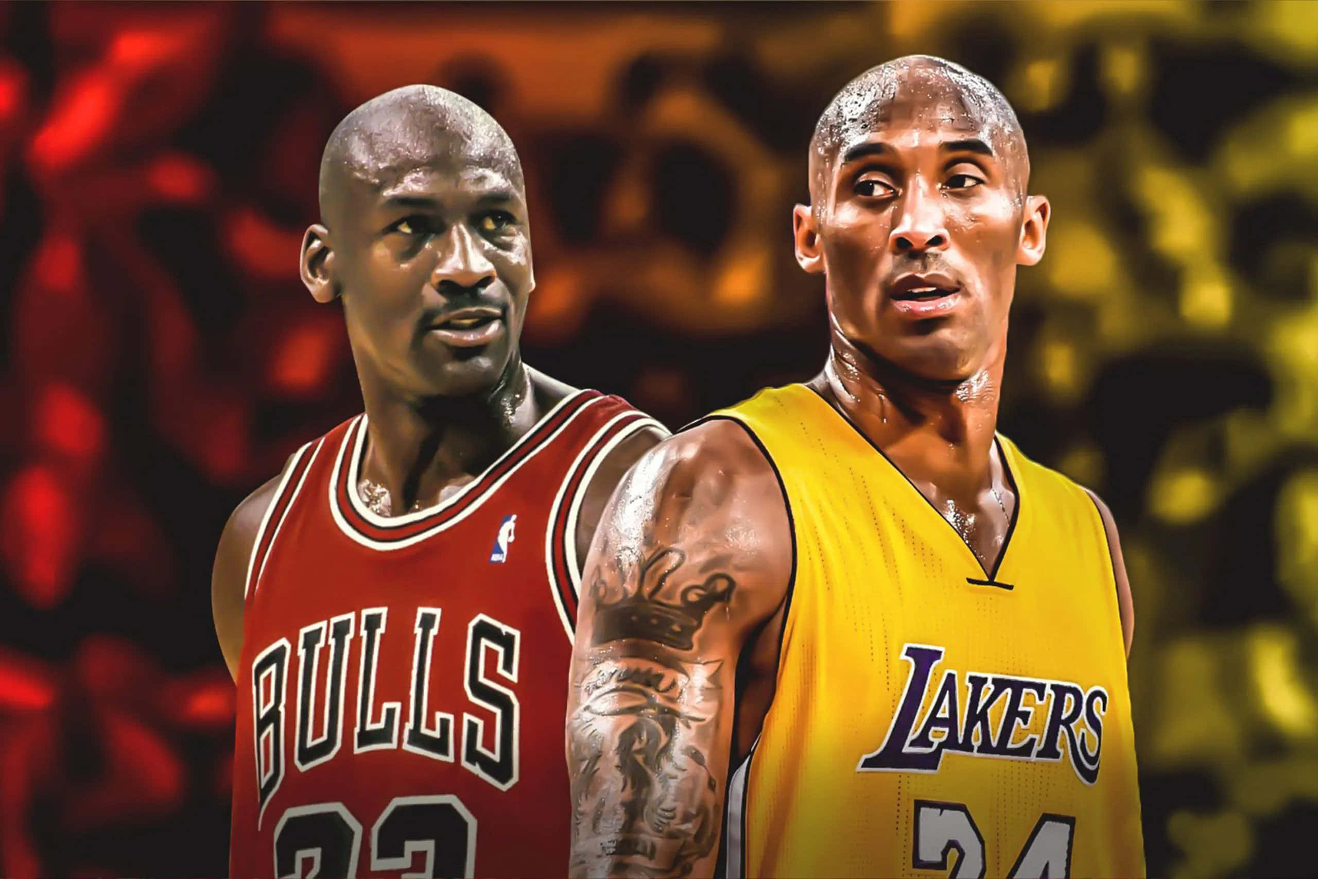 Mchoro wa Dijitali wa Nyota wa NBA Kobe Bryant na Michael Jordan Picha ya Ukuta