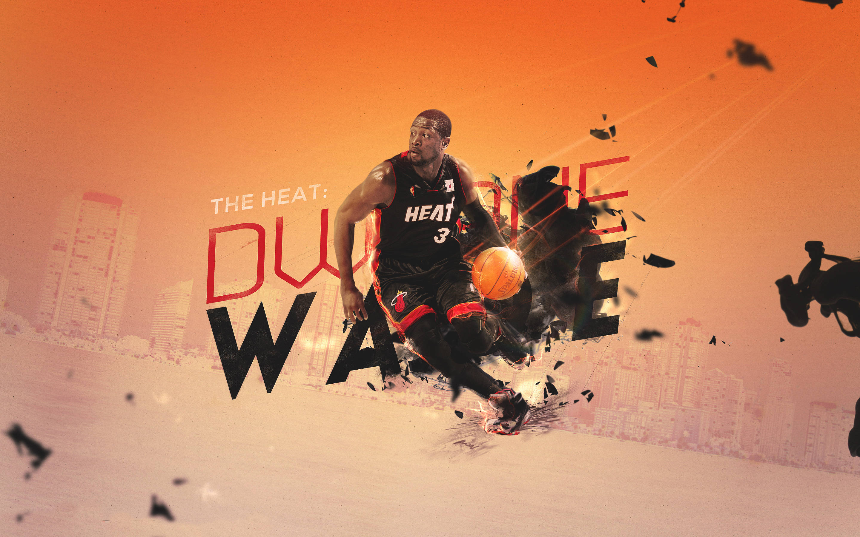 Mchoro wa Dijiti wa Dwyane Wade wa Miami Heat Picha ya Ukuta