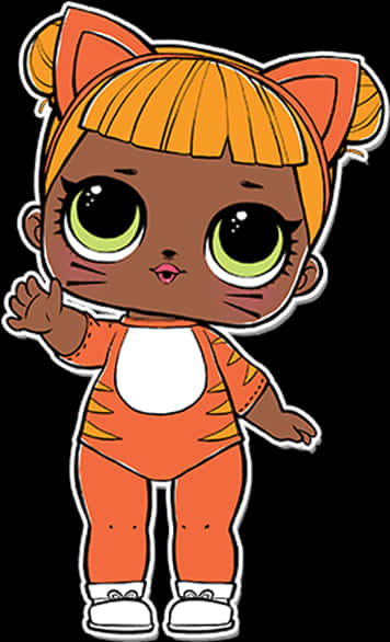Mchoro wa Doll L O L Mwenye Kikwetu cha Rangi ya Chungwa Picha ya Ukuta