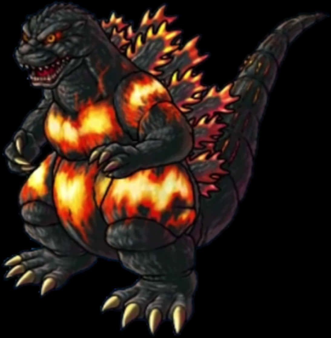 Mchoro wa Godzilla Mwenye Moto Picha ya Ukuta