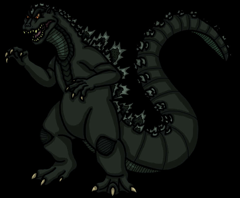 Mchoro wa Godzilla Mweusi Picha ya Ukuta