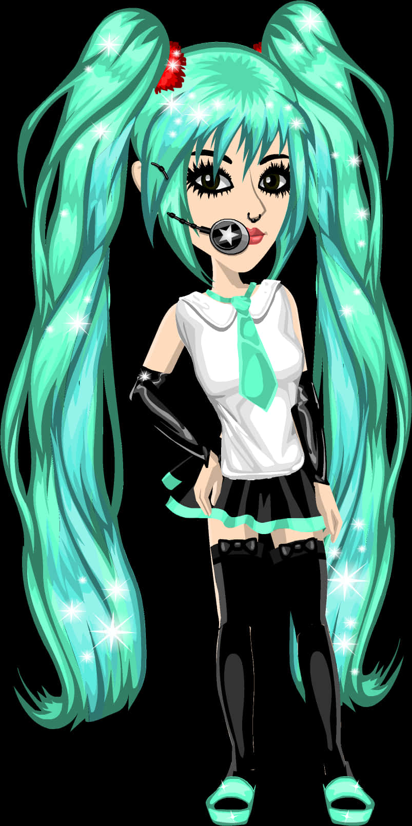 Mchoro wa Hatsune Miku Anayeng'aa Picha ya Ukuta