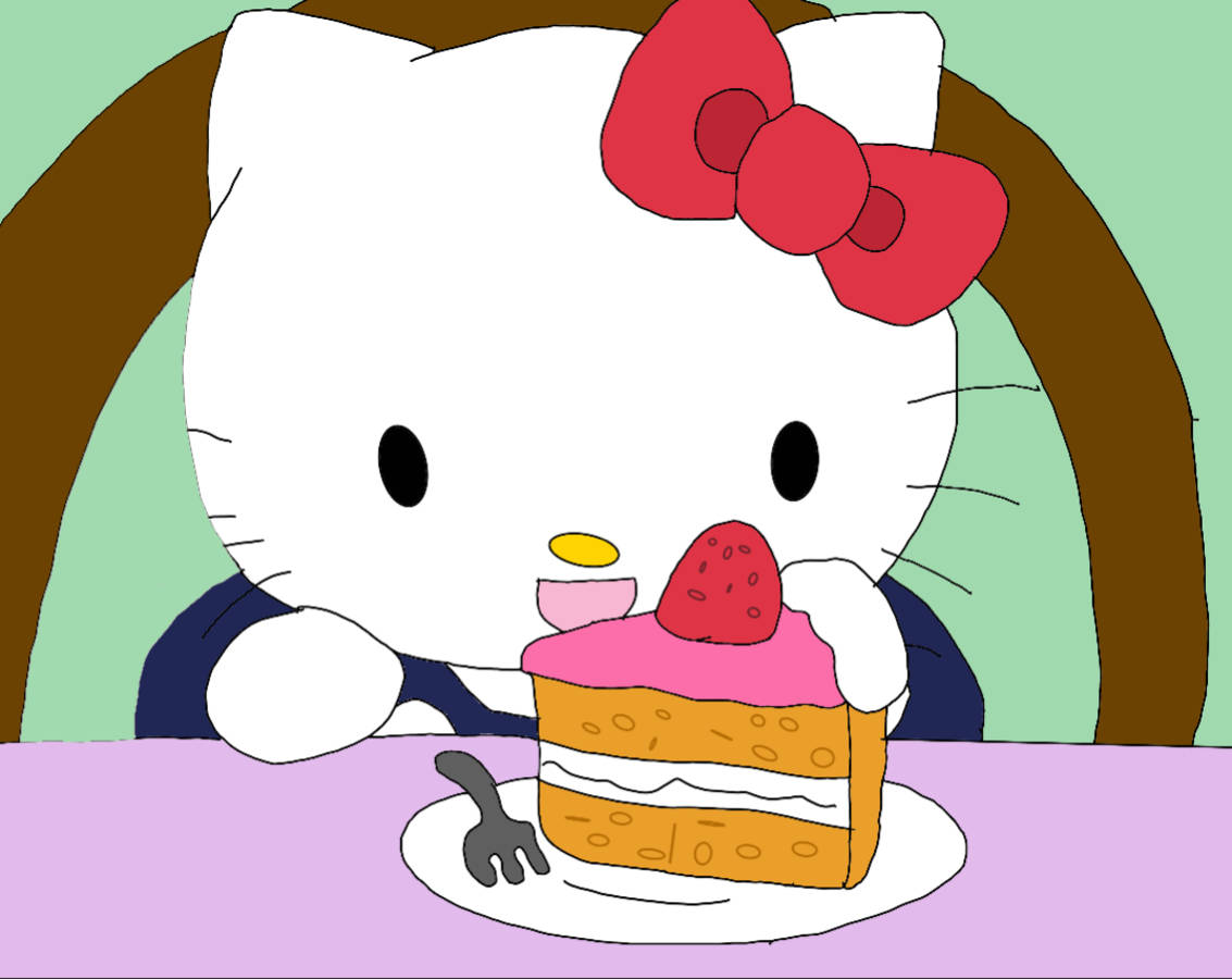 Mchoro wa Hello Kitty PFP Akila Keki Picha ya Ukuta