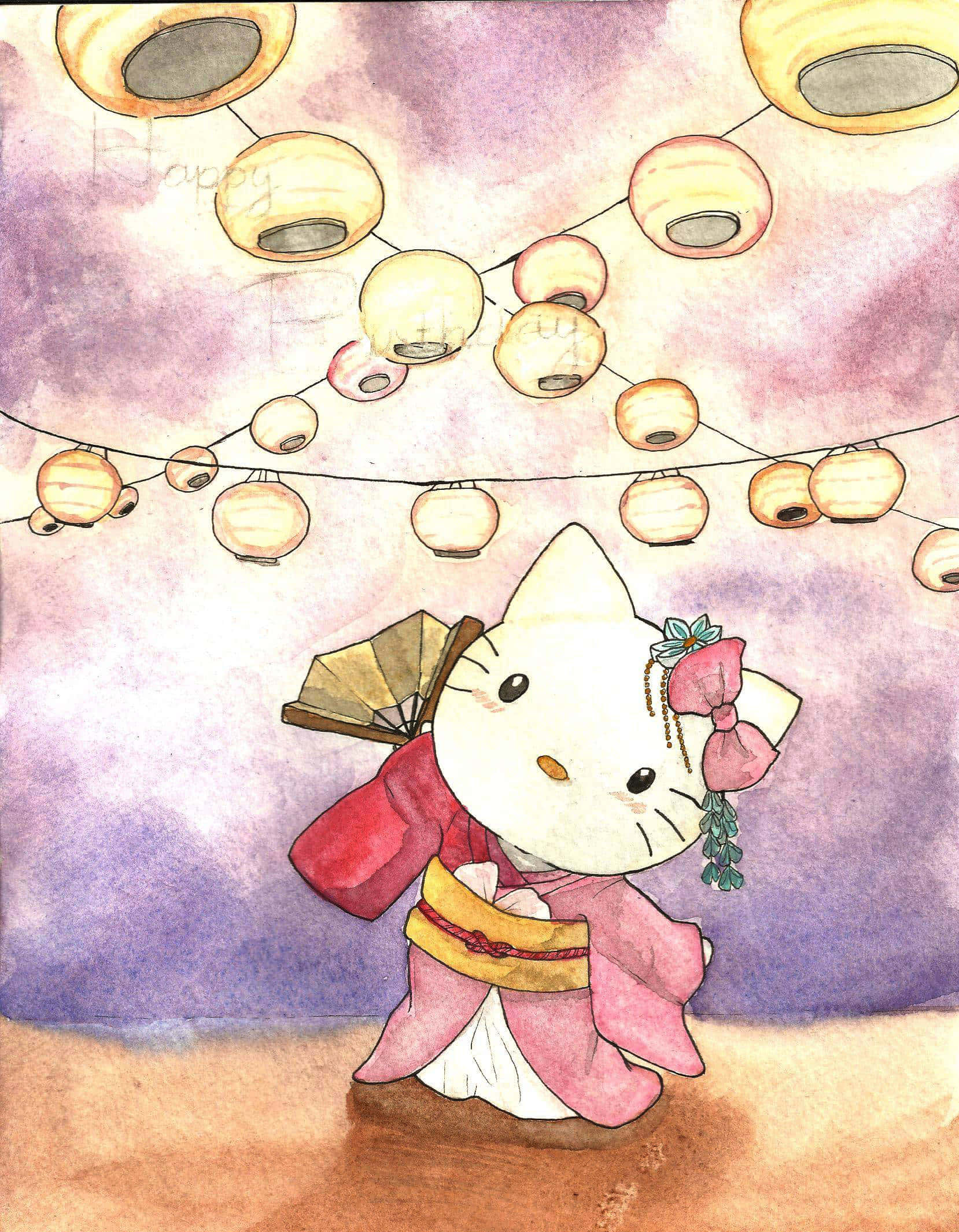 Mchoro wa Hello Kitty Sanrio Picha ya Wasifu Picha ya Ukuta