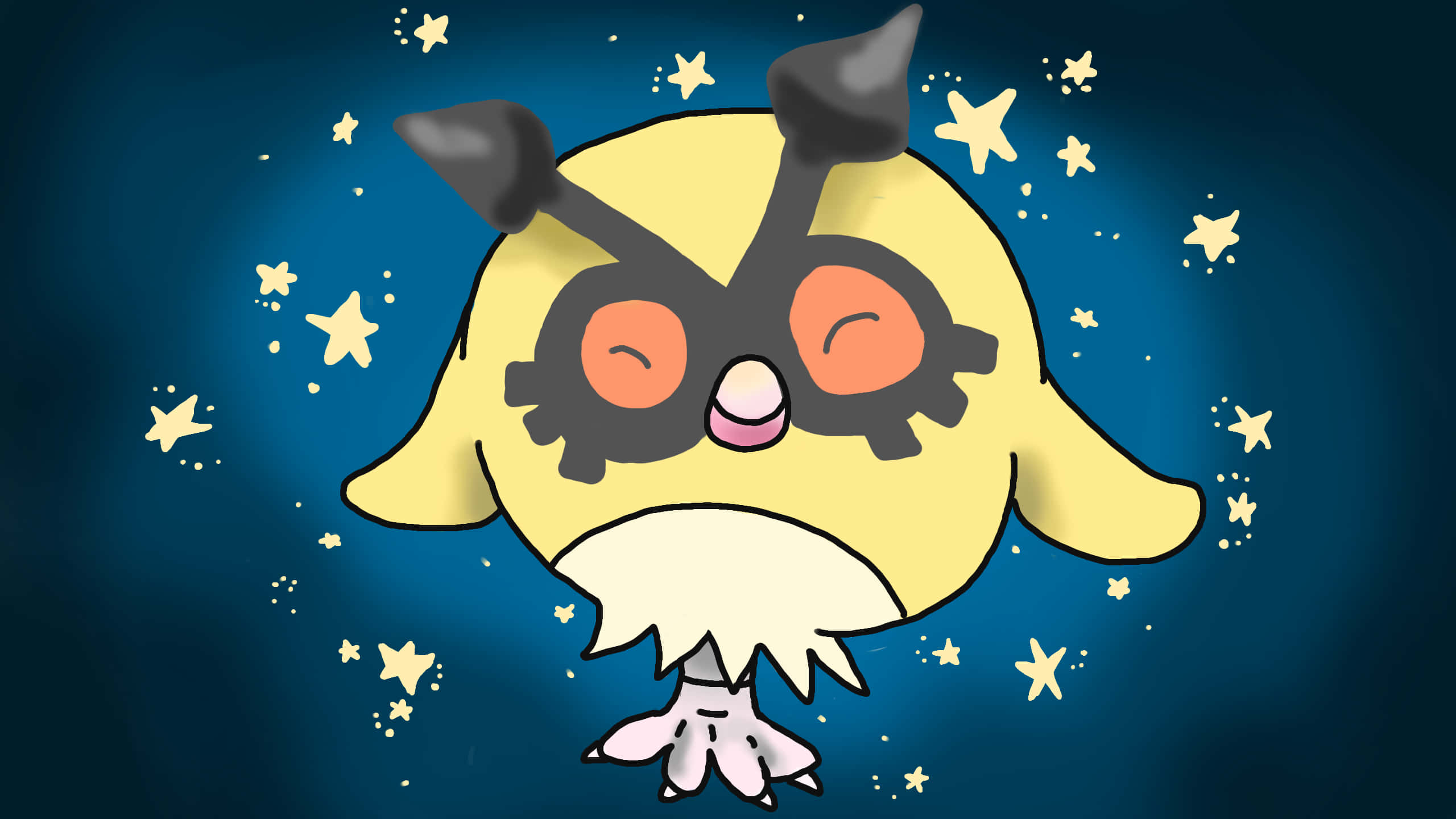 Mchoro wa Hoothoot kwenye Mandharinyuma ya Bluu Picha ya Ukuta
