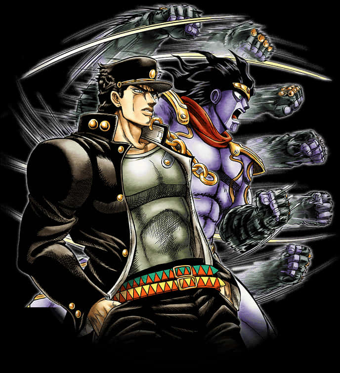 Mchoro wa Jotaro na Stand Picha ya Ukuta