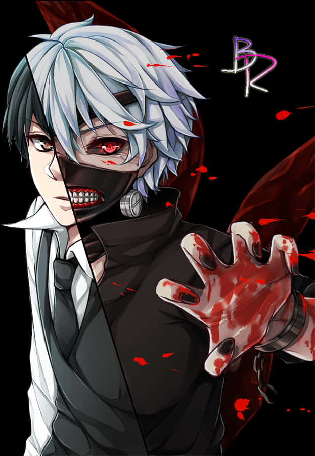 Mchoro wa Kaneki Ken Aliyebadilishwa wa Anime Picha ya Ukuta