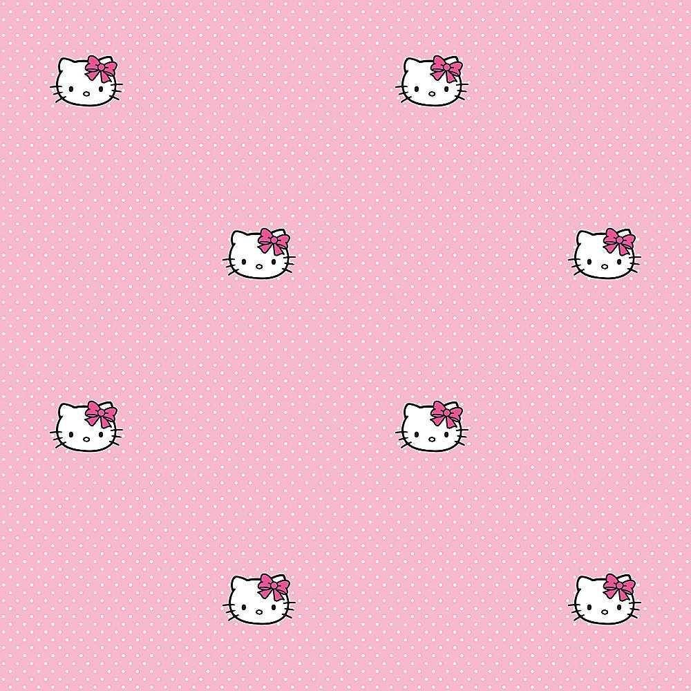 Mchoro wa Kichwa cha Hello Kitty wa Rangi ya Waridi Picha ya Ukuta
