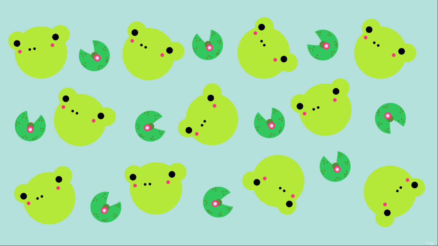 Mchoro wa Kijani na wa Kifaranga wa Frog Picha ya Ukuta