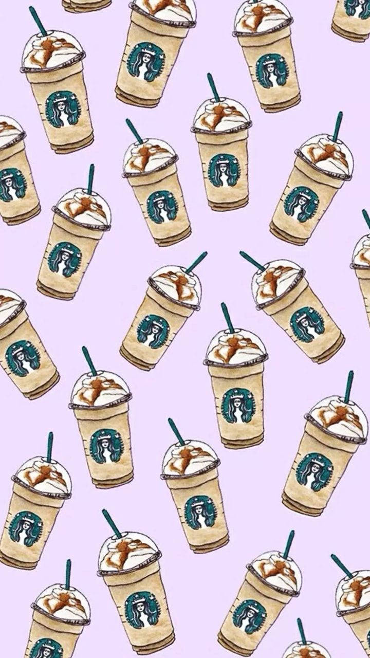 Mchoro wa Kinywaji cha Caramel cha Starbucks cha Kupendeza Picha ya Ukuta