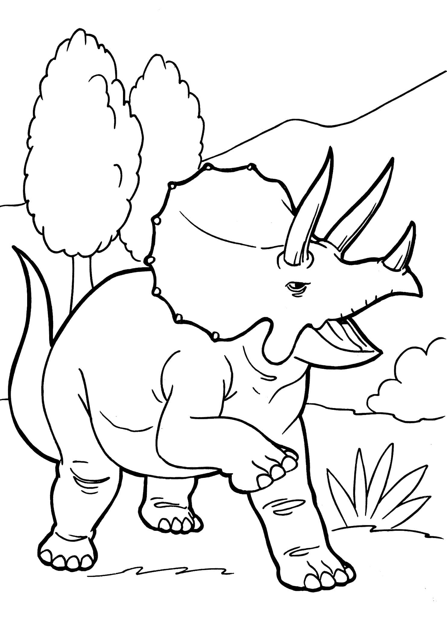 mchoro wa kuchorea wa triceratops Picha ya Ukuta