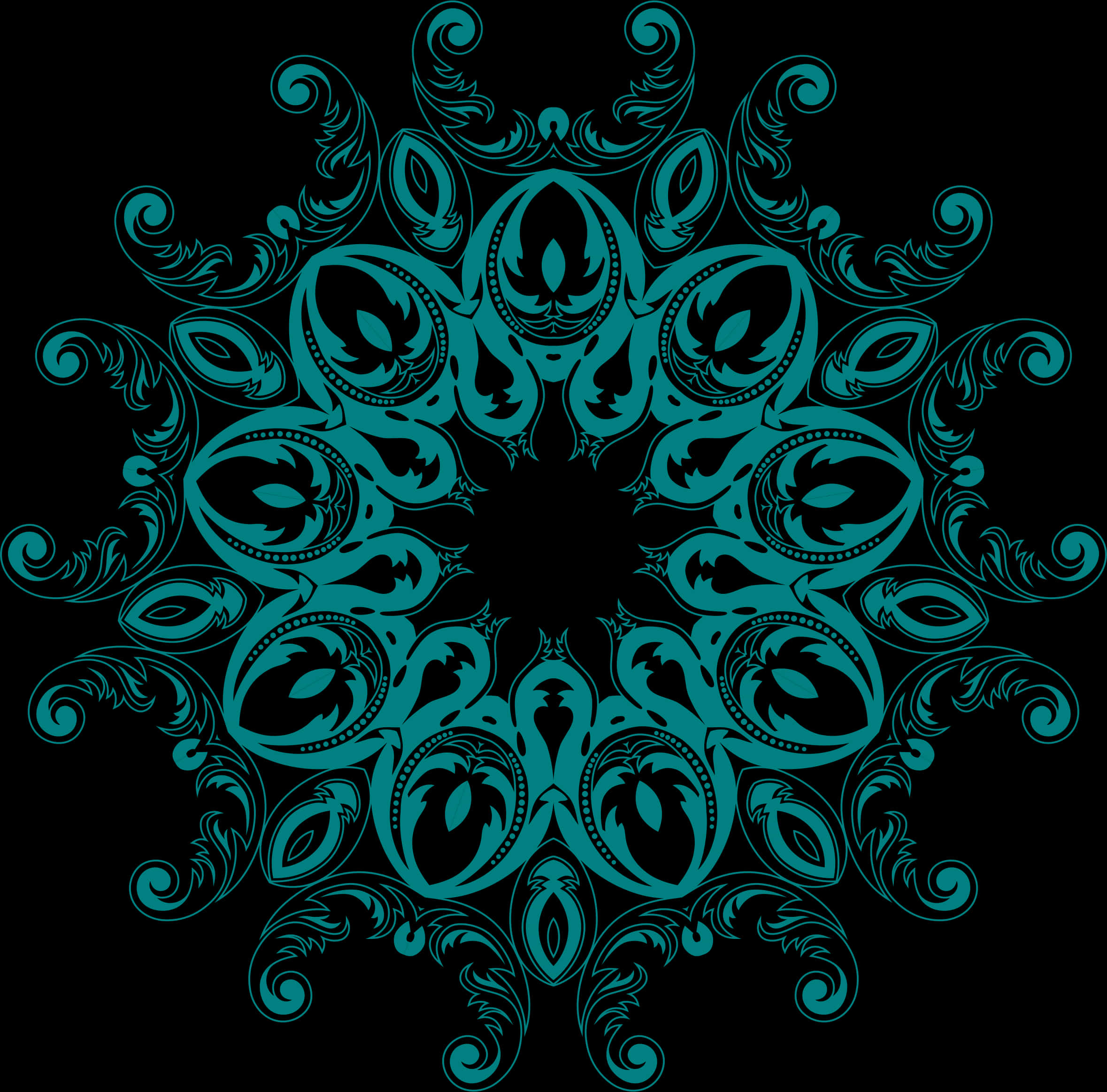 Mchoro wa Mandala ya Miti na Rangi ya Teal Picha ya Ukuta