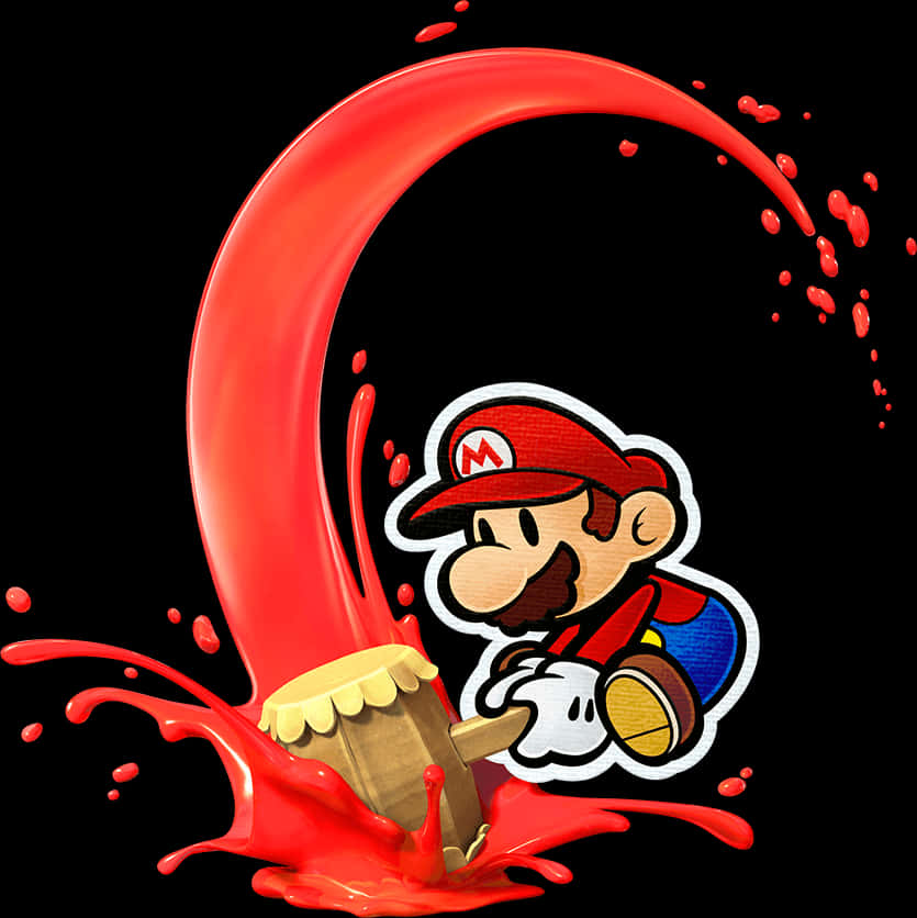 Mchoro wa Mario wa Rangi Nyekundu Iliyomwagika Picha ya Ukuta