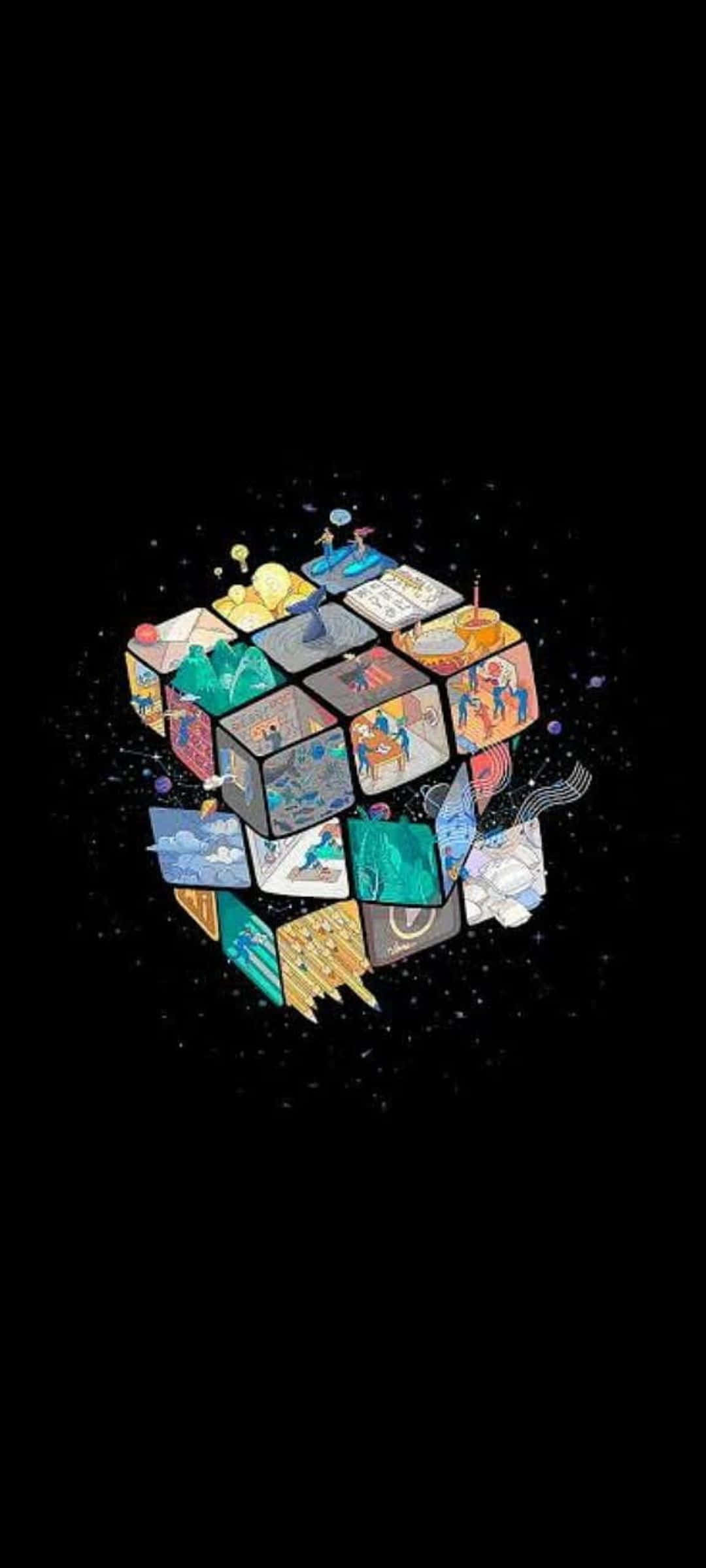 Mchoro wa Mchemba wa Rubik wa Angani Picha ya Ukuta