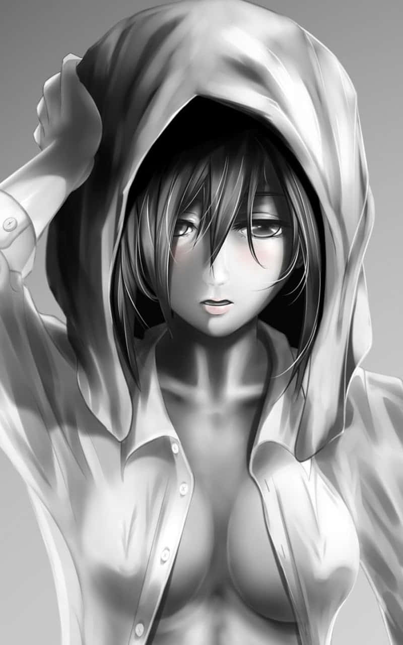 Mchoro wa Mikasa wa Anime Akiwa na Taulo Picha ya Ukuta