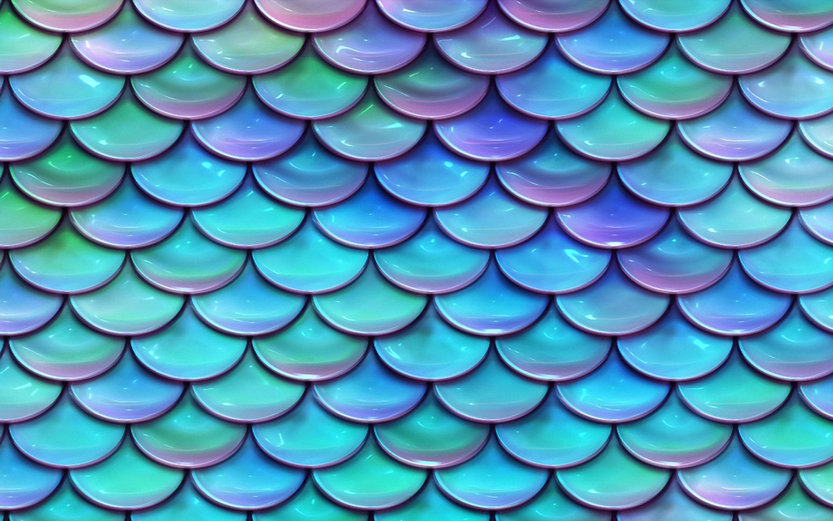 Mchoro wa mizani ya mermaid ya turquoise yenye kung'aa Picha ya Ukuta