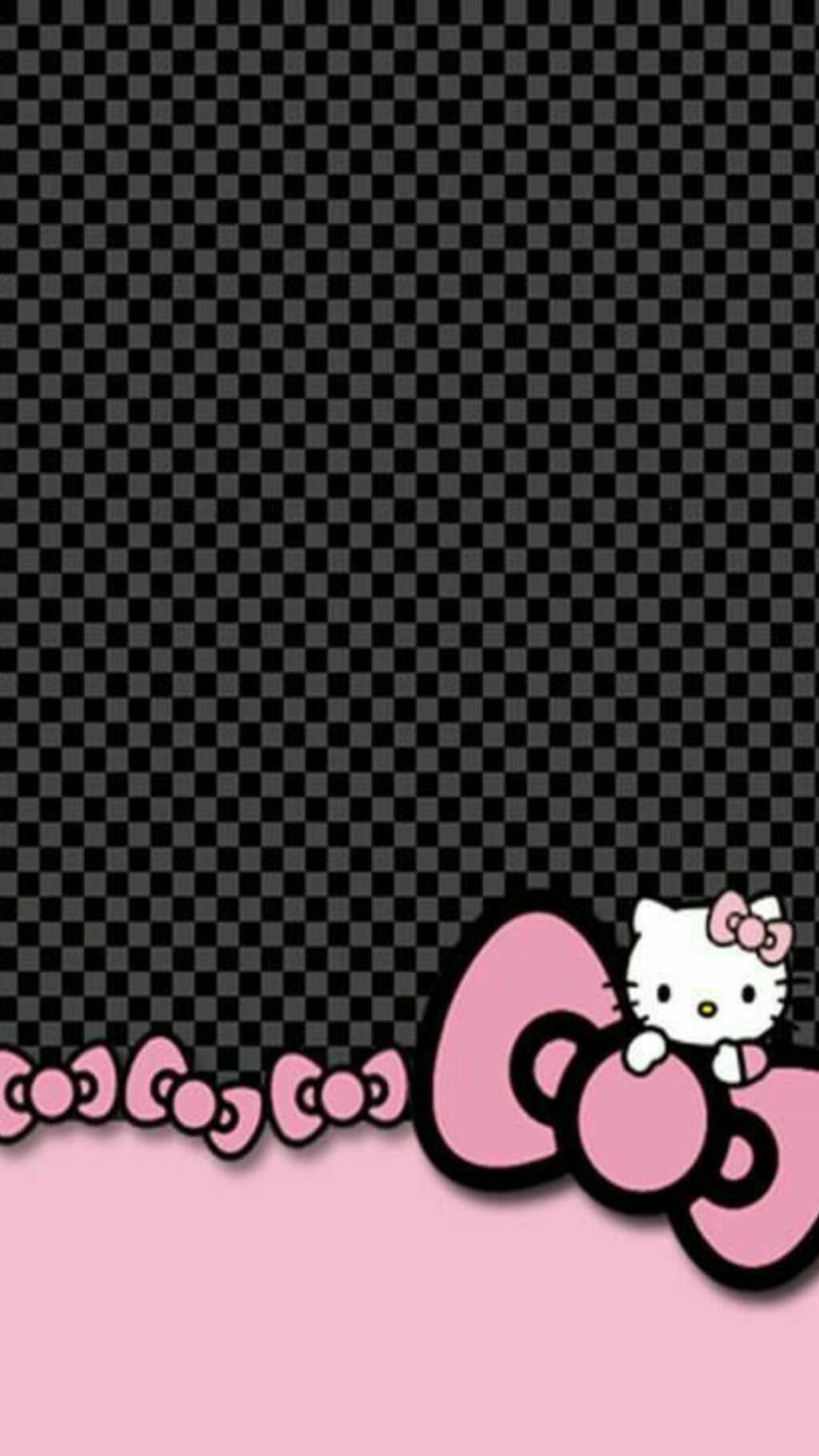 Mchoro wa Mraba Mweusi Hello Kitty Picha ya Ukuta