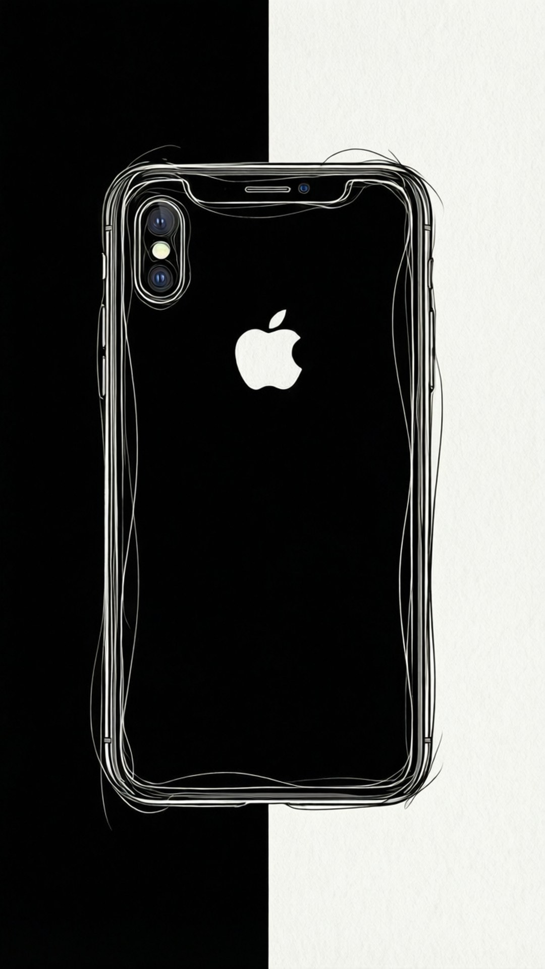 Mchoro wa Mstari wa iPhone XR Picha ya Ukuta