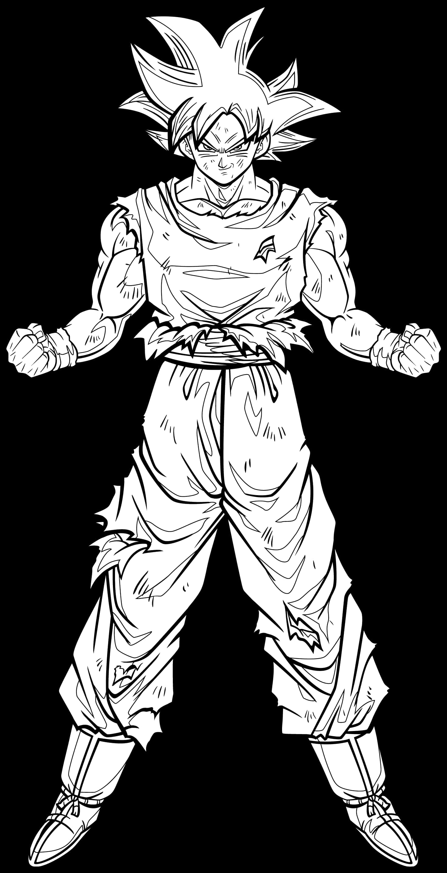 Mchoro wa Mstari wa Goku Ultra Instinct Picha ya Ukuta